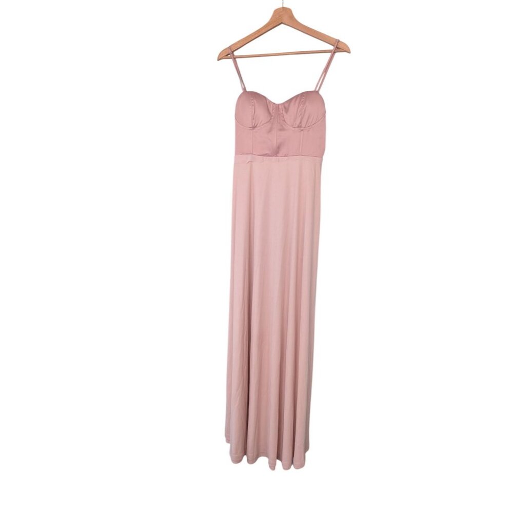 Lulus Pink Sleeveless Maxi Dress With Fitted Bodice & Spaghetti Straps Size M - Picture 3 of 7